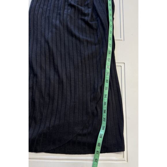 Nordstrom BP Sleeveless Rib Knit Tank Ruched Black Wrap Dress Womens Sz S - Picture 7 of 7